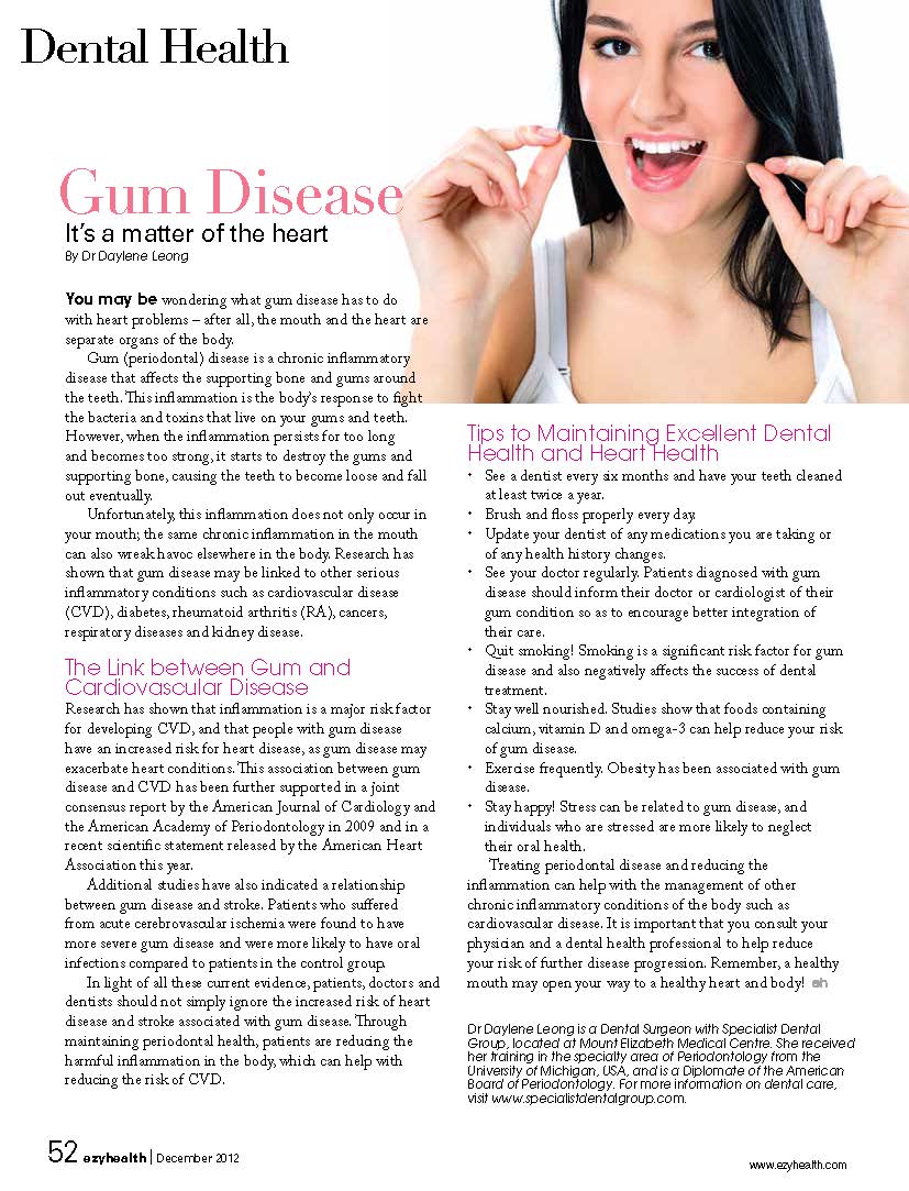 Ezyhealth, December 2012: “Gum Disease: It’s a matter of the heart”