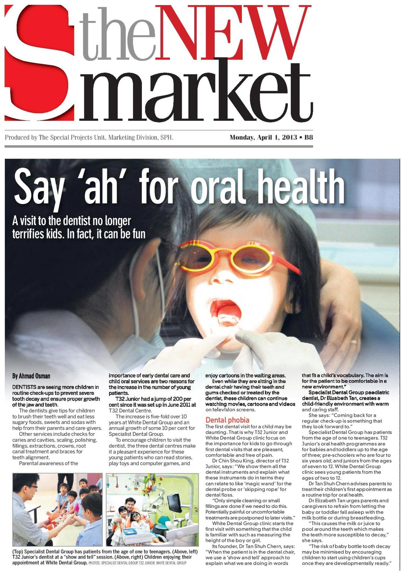 The Straits Times, The New Market, April 1, 2013: “Say ‘ah’ for oral health” (id)