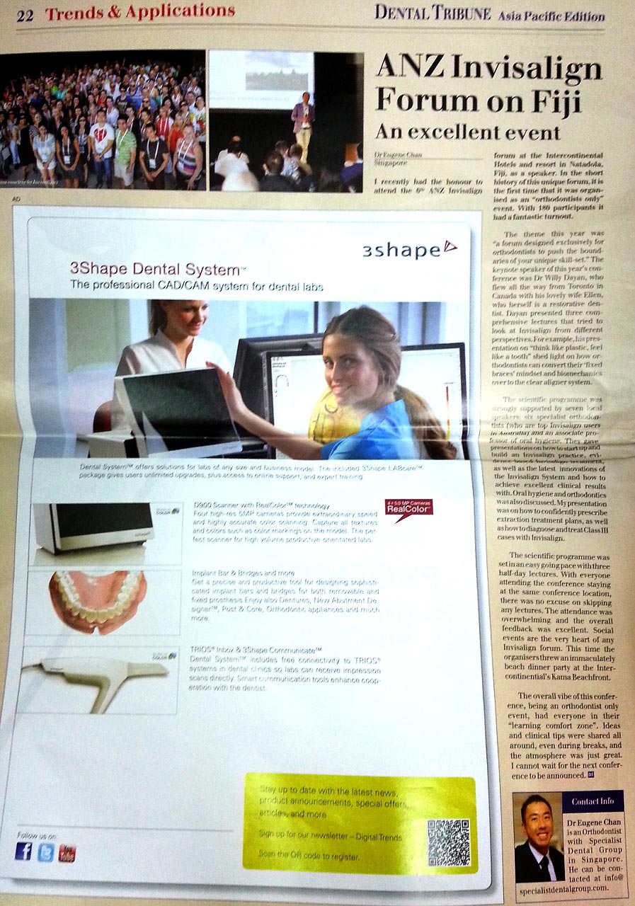 Dental Tribune Asia Pacific Edition, November 2013: “ANZ Invisalign Forum on Fiji – An excellent Event”