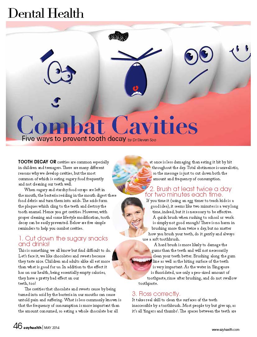 Ezyhealth 杂志，2014 年 XNUMX 月号：“预防蛀牙的五种方法”
