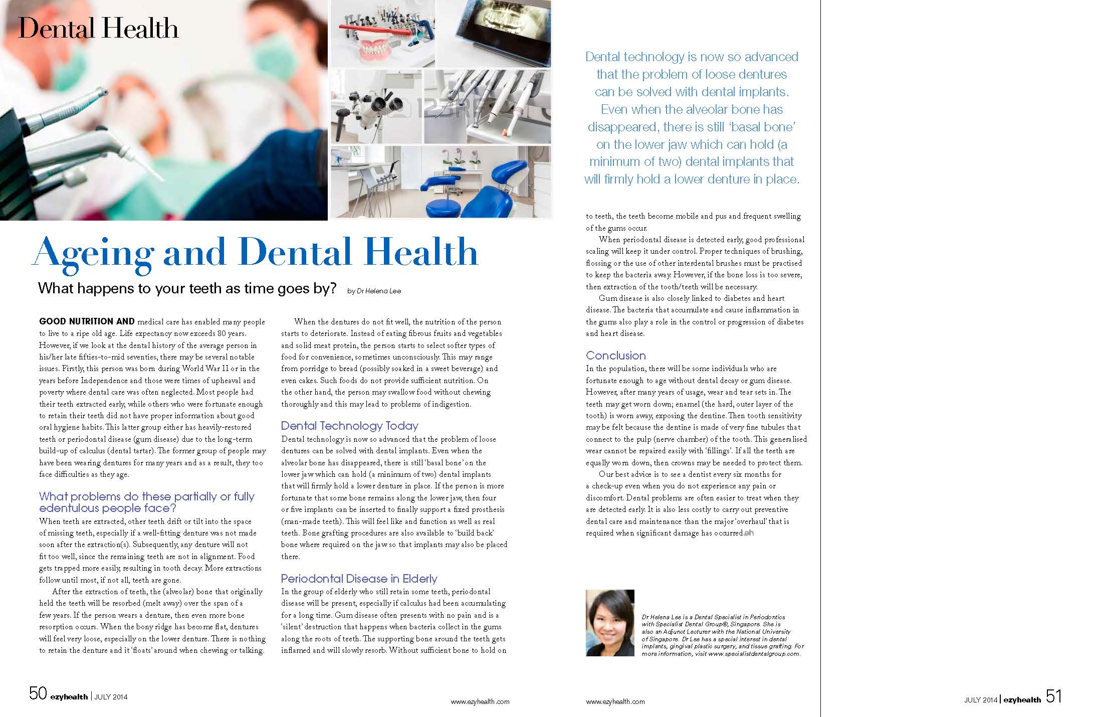 Ezyhealth Magazine, July 2014 issue: “Ageing and Dental Health”
