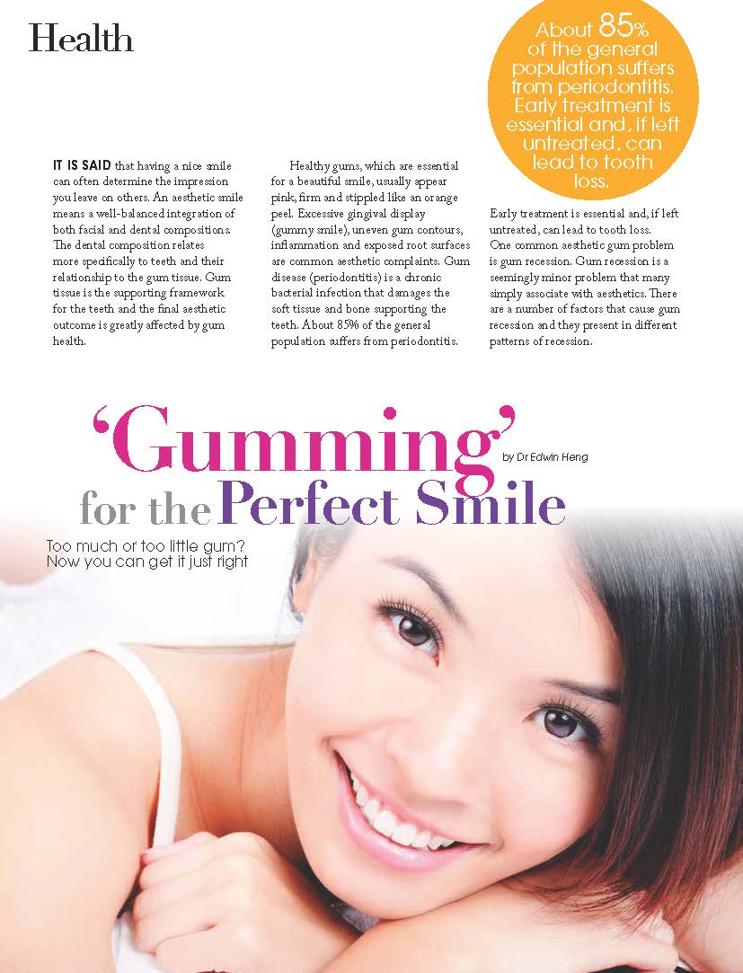 Ezyhealth Magazine, August 2014 issue: “Gumming for the Perfect Smile”