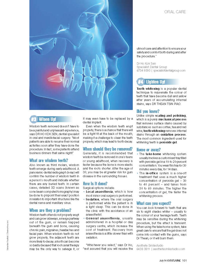 Expat Living Magazine, July 2014: “Wisen Up About Wisdom Teeth!”