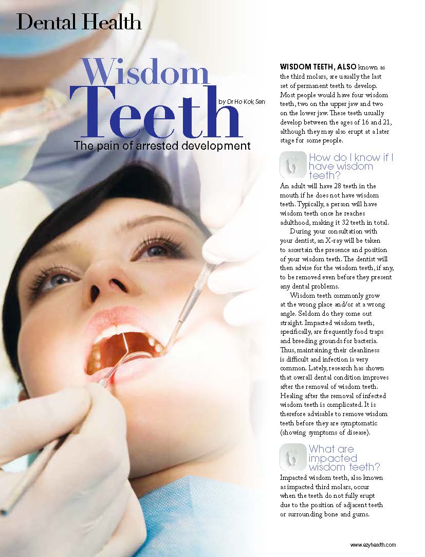 Ezyhealth Magazine, November 2014 issue: “Wisdom Teeth – The Pain of Arrested Development”