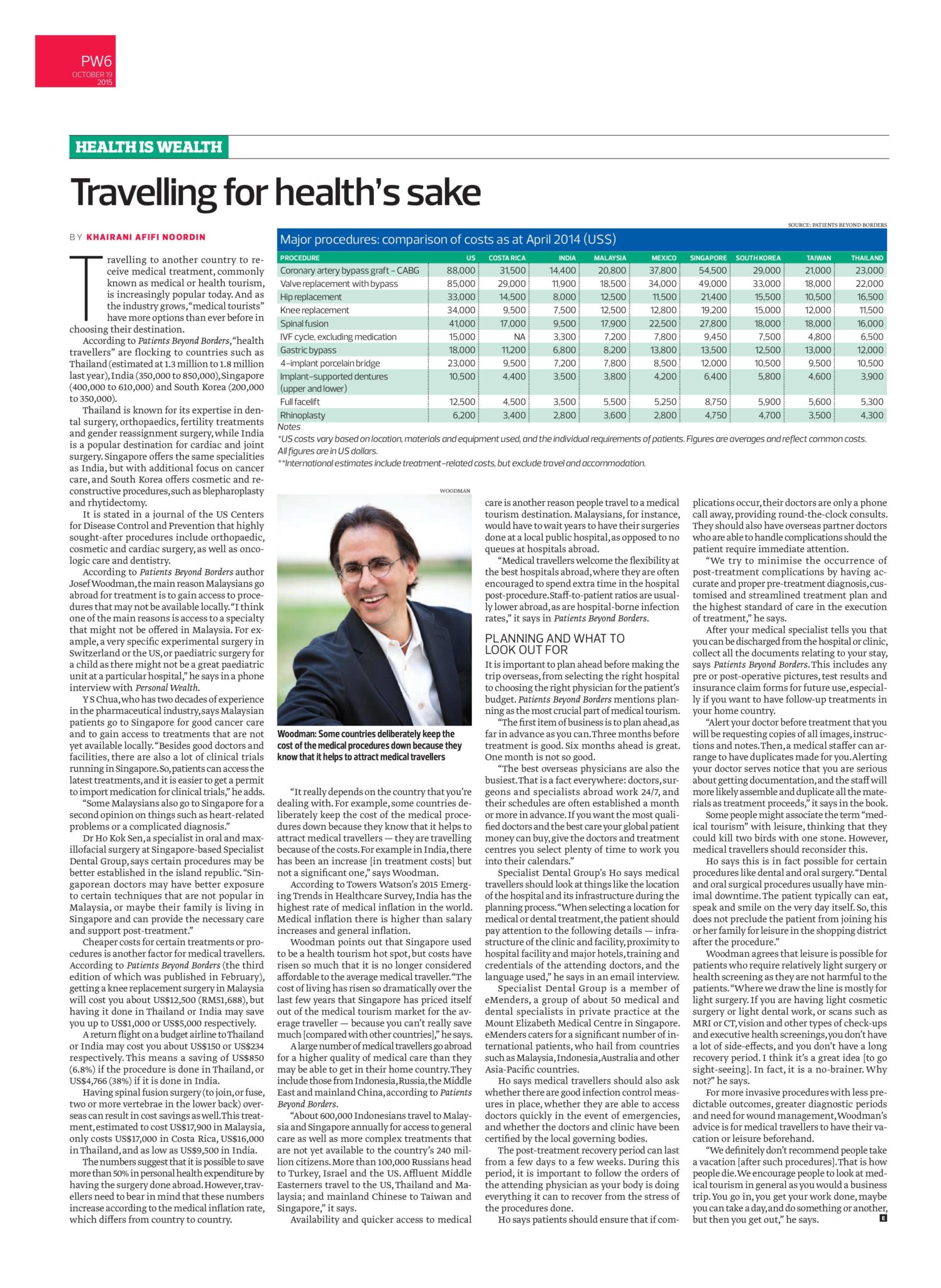 The Edge Malaysia (19 Oct 2015) : Travelling for Health’s Sake