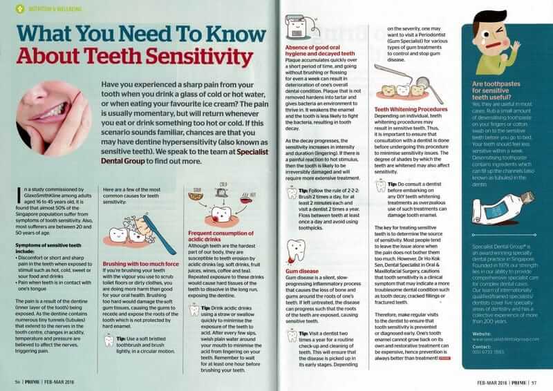 Prime Magazine, Feb-Mar 2016: What You Need To Know About Teeth Sensitivity