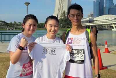 L-R: Rachel, Liza and Dr Cheng looking good after their 21.1km run